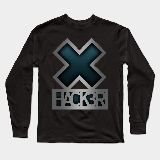 X-hacker Logo (vertical) Long Sleeve T-Shirt by scallywag